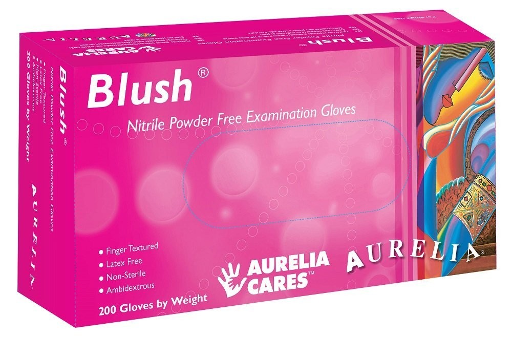 Supermax 78887 Aurelia Blush Nitrile Gloves Medium Pink Powder Free 200/Bx