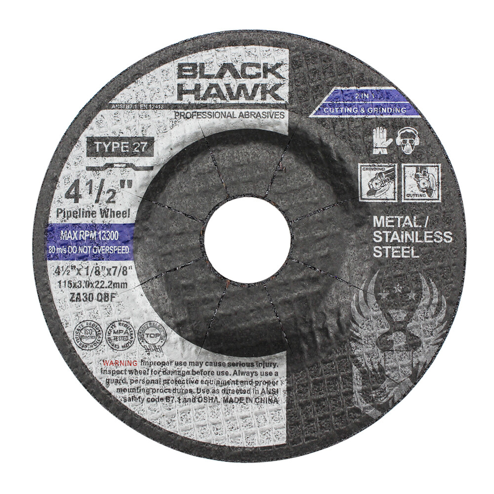 10 Pack – BHA 4-1/2″ x 1/8″ x 7/8″ Pipeline Cutting & Grinding Wheels T27 Discs