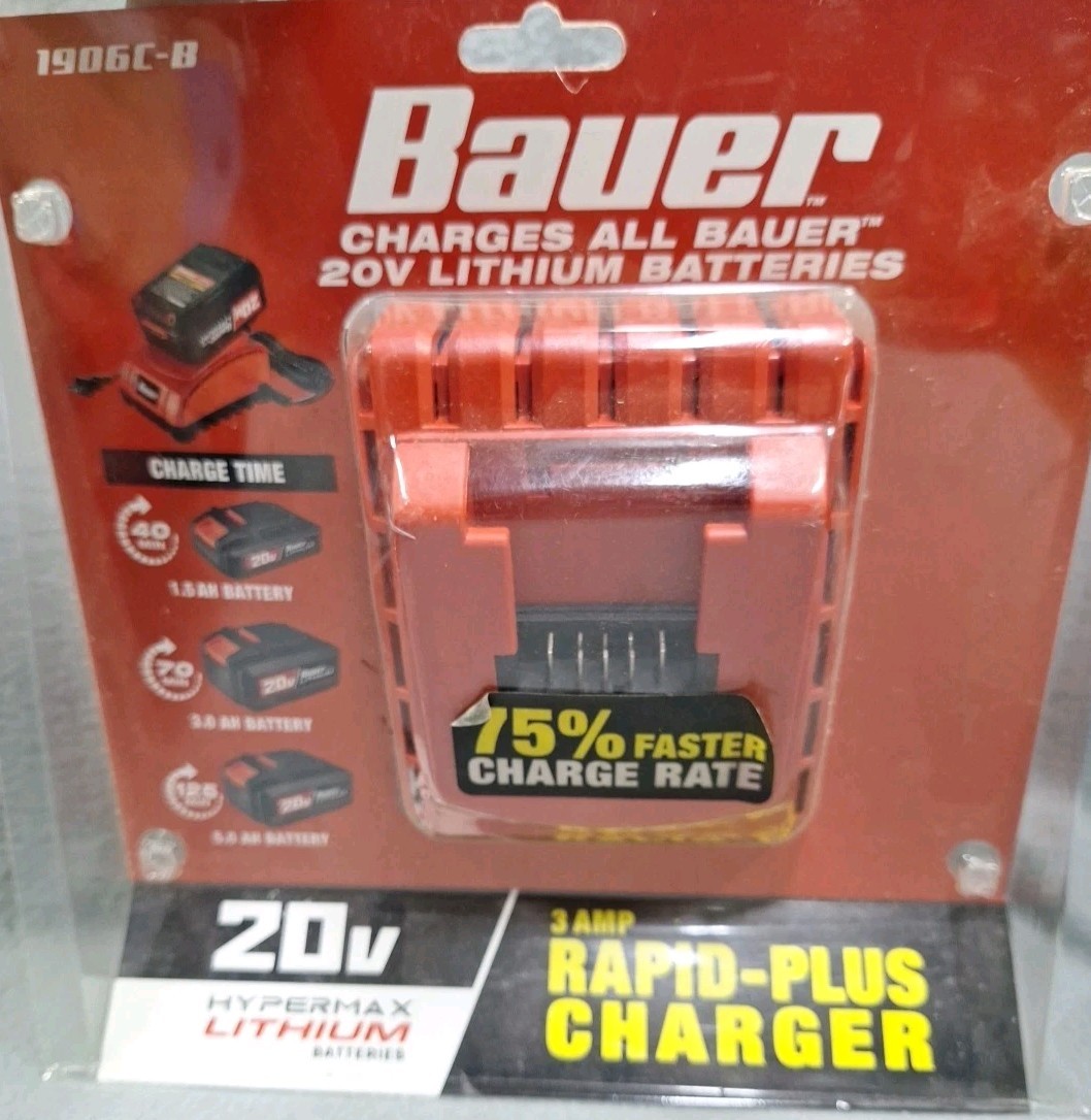 NEW – Bauer Cordless 23 Ft Drain Auger/Snake 20v 5A Battery & 3A Rapid Charger