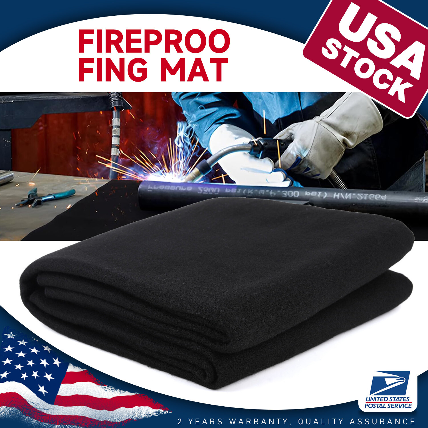 40″x40″ Welding Blanket Fireproof Flame Carbon Felt for Welders Retardant Fabric