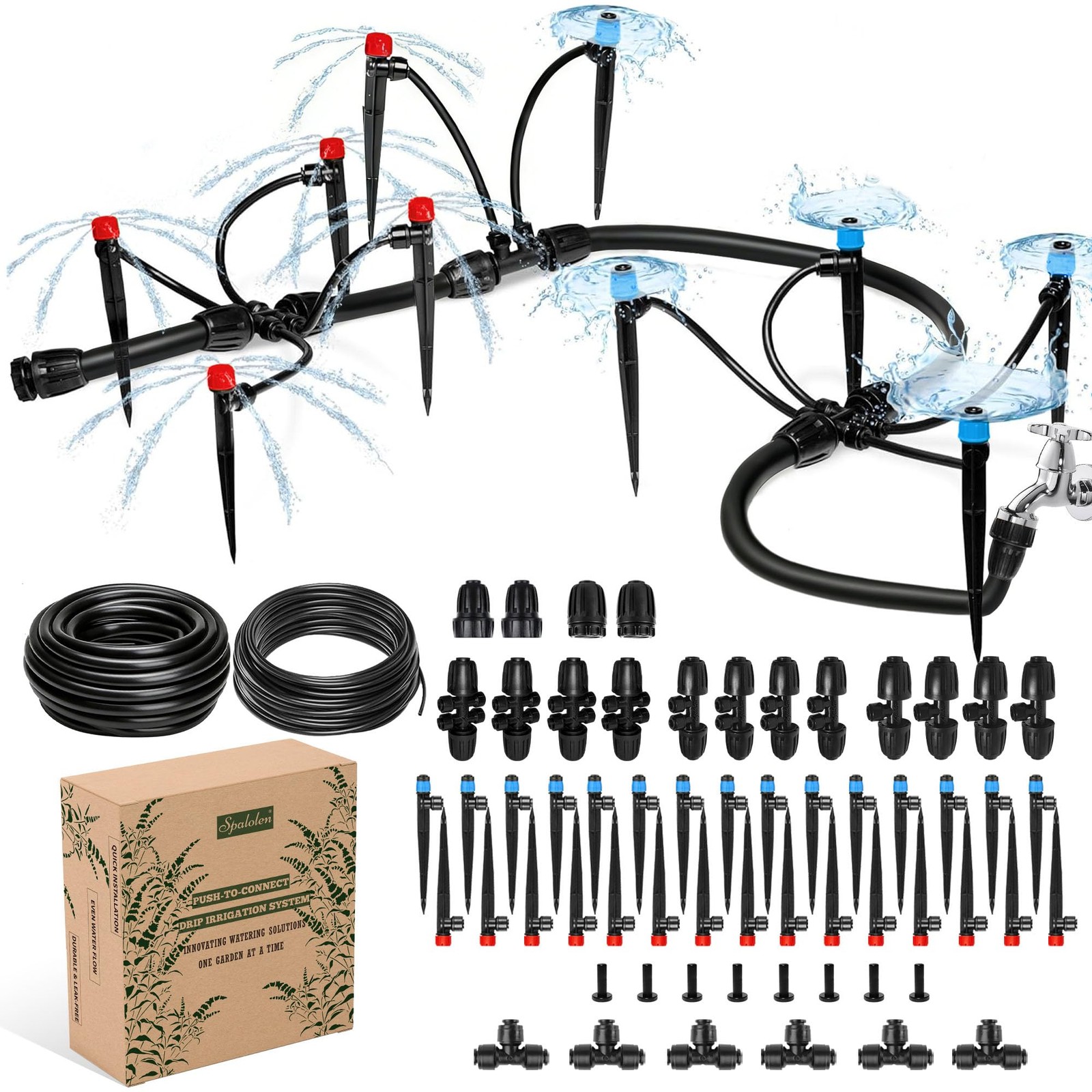 Push-to-Connect Drip Irrigation System Kit, Complete Premium Garden Watering …