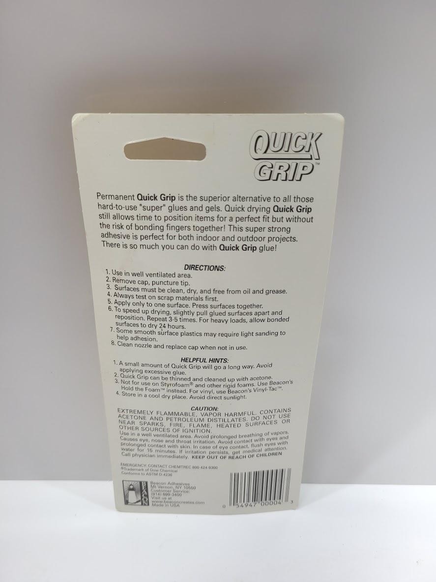 Beacon Quick Grip All-Purpose Permanent Adhesive 2 Fl Oz Tube Made In USA