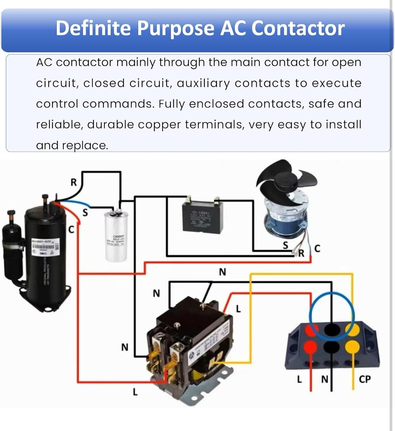 NEW Definite Purpose Contactor 3-Pole 40A DP3P40A240V – 240V AC Coil