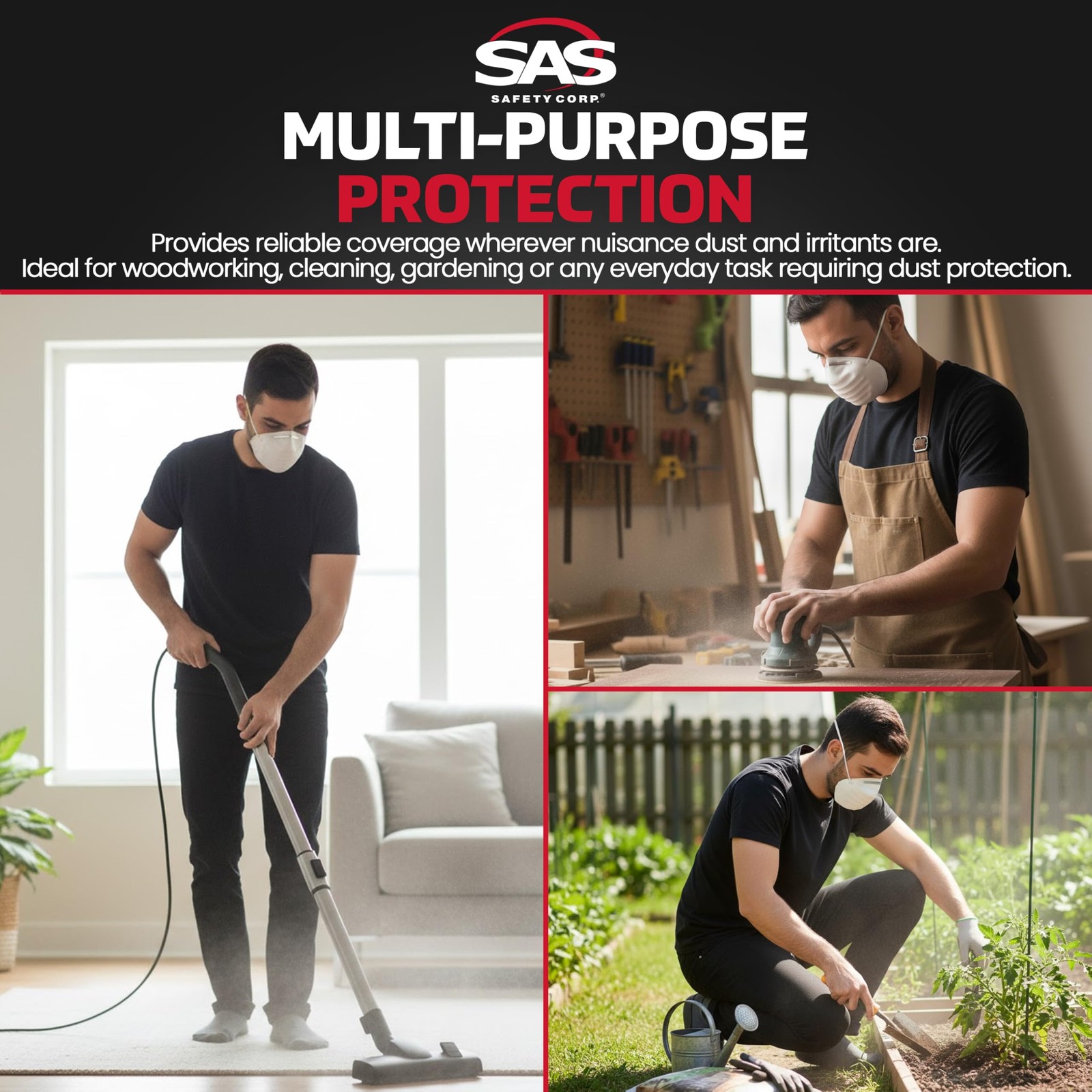 SAS Safety 2985 Non-toxic Dust Mask Box of 50 1-Pack, Neutral
