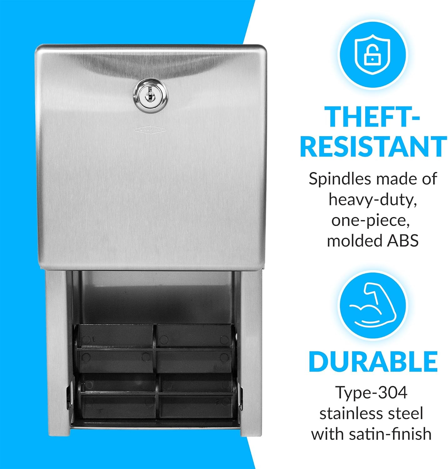 Surface-Mounted Multi-Roll Toilet Paper Tissue Dispenser, Satin-Finish Stainless