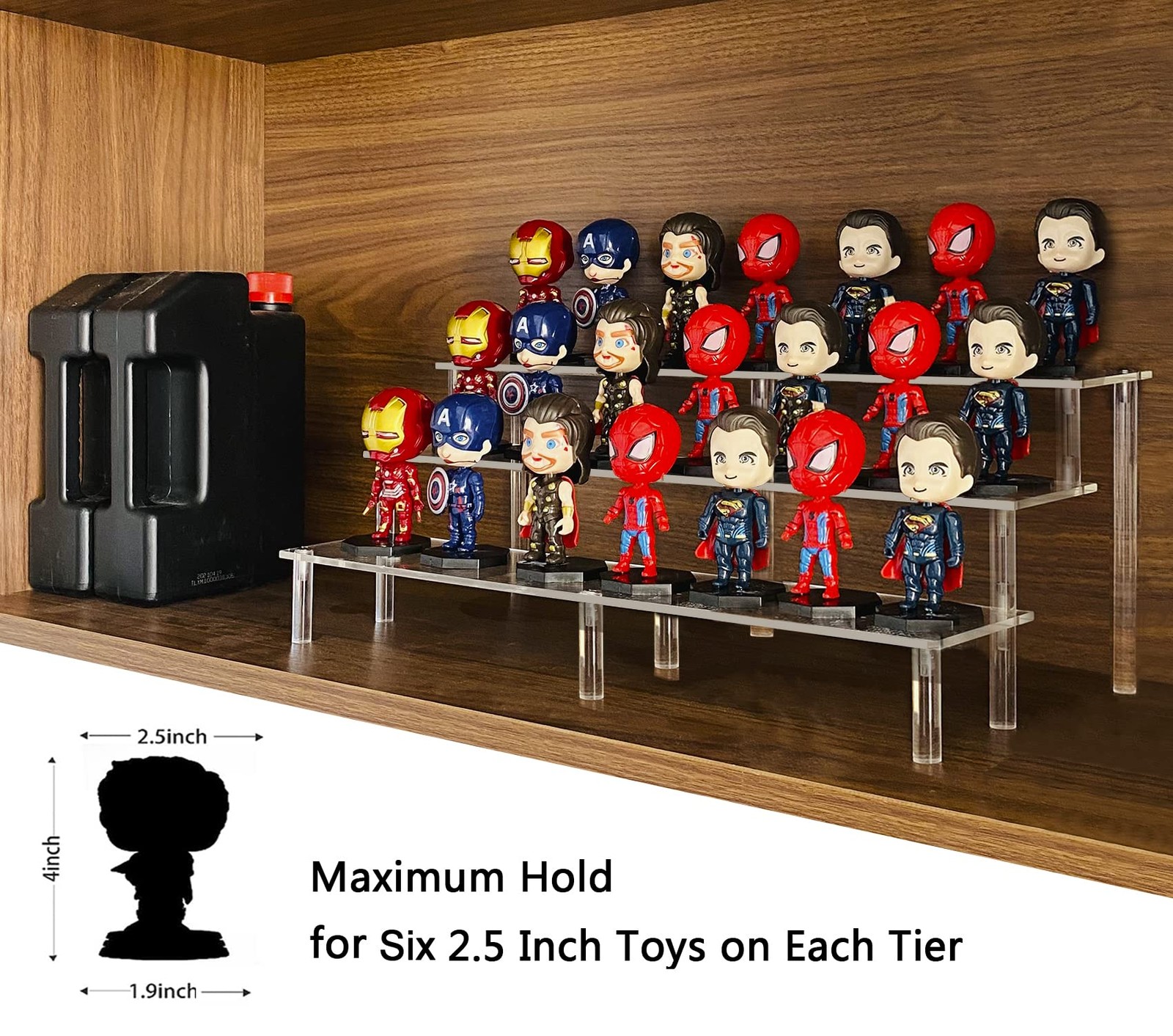 AZEAM 15 3/4 Inch Acrylic Riser Display Shelf,3 Tier for clear