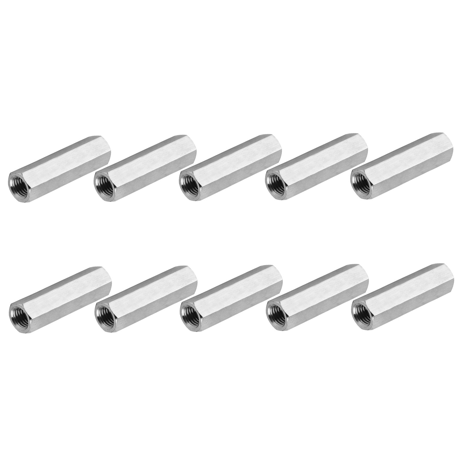 10Pcs 8#-32 UNC 25.4mm 1″ l 304 Stainless Steel Hex Coupling Nuts Connector