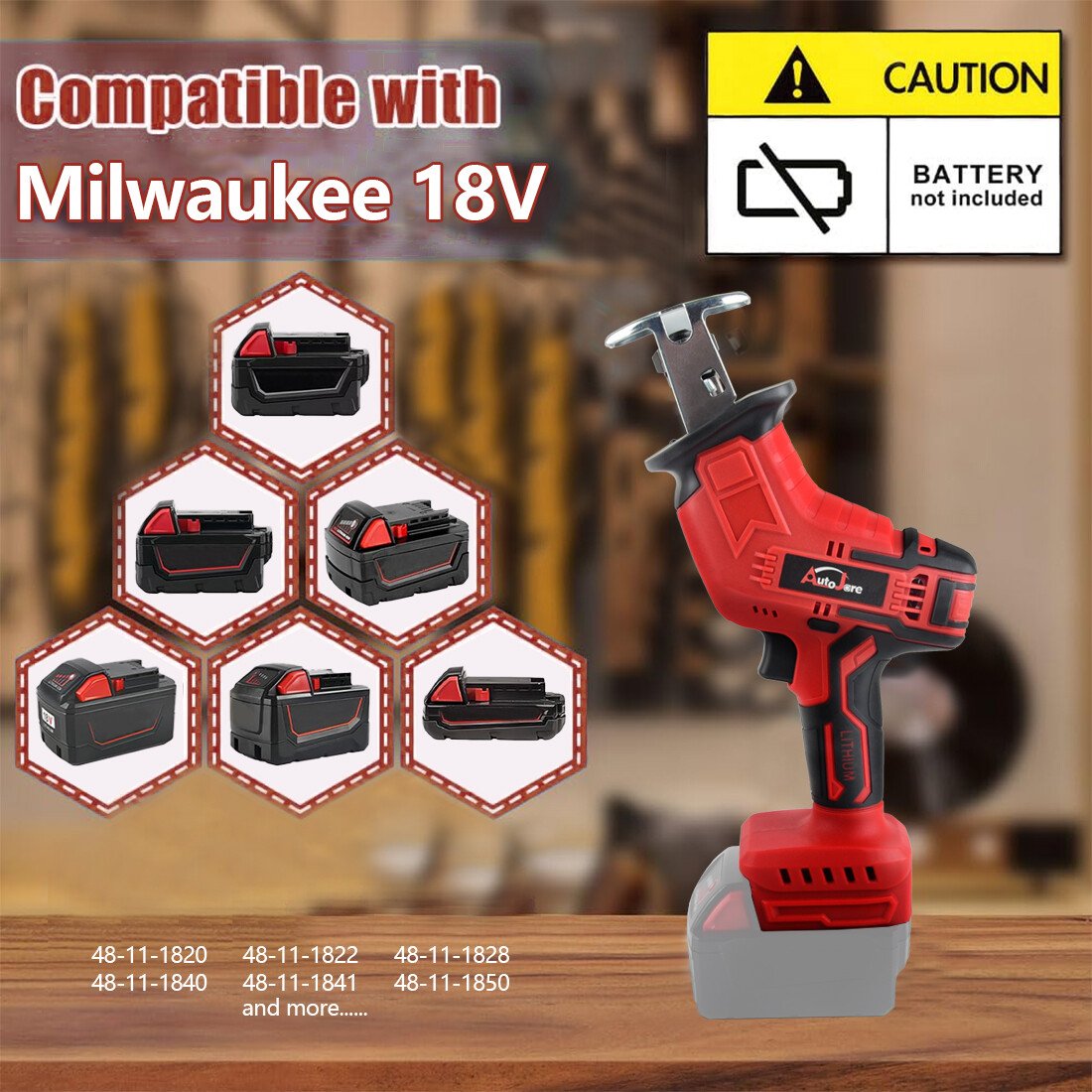 18V Brushless Cordless Reciprocating Saw 4-Blades for Milwaukee M-18 Battery