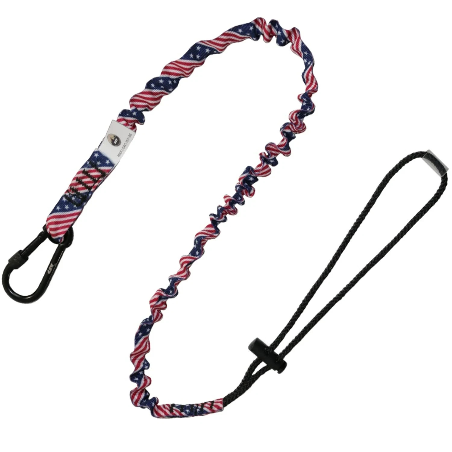 American Flag Tool Lanyard, Shock Absorbing w/Aluminum Locking Carabiner 15lb