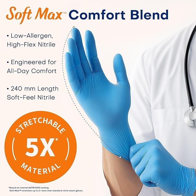 Supmedic Medical Soft Max™ Nitrile Exam Gloves, 100 Count Latex-Free Powder-Free