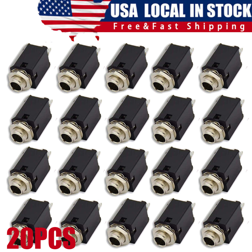 20x 1/4″ 6.35mm Stereo Jack Socket Audio Plug For Guitar Pedal/Amp/ Diy