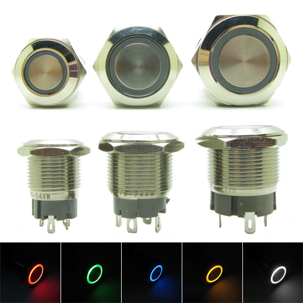 Round 10A Metal Push Button Switch Waterproof 6V 9V 12V 24V DC6-24V LED Light