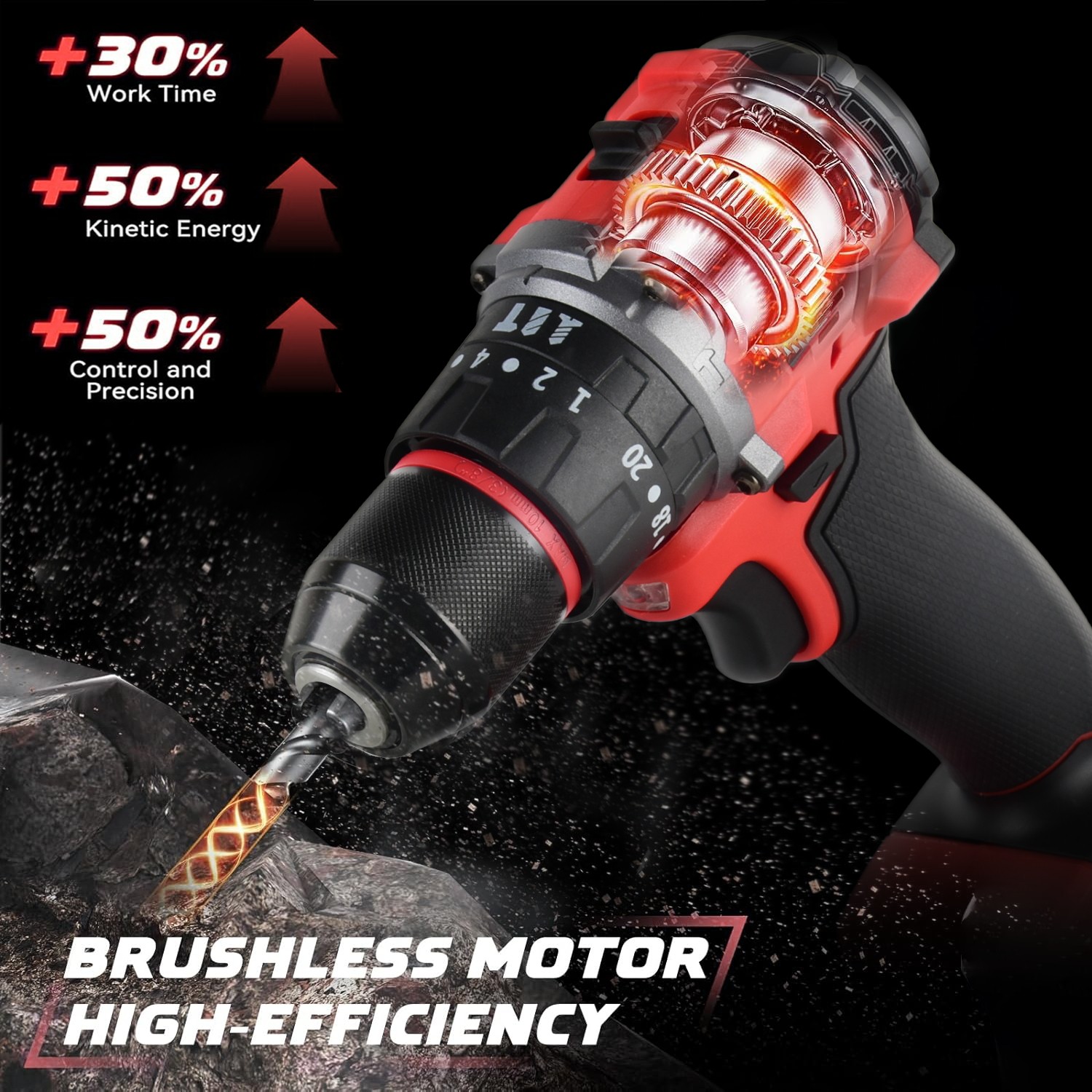 For Milwaukee 18V Battery Brushless Cordless Impact Hammer Drill Screwdriver