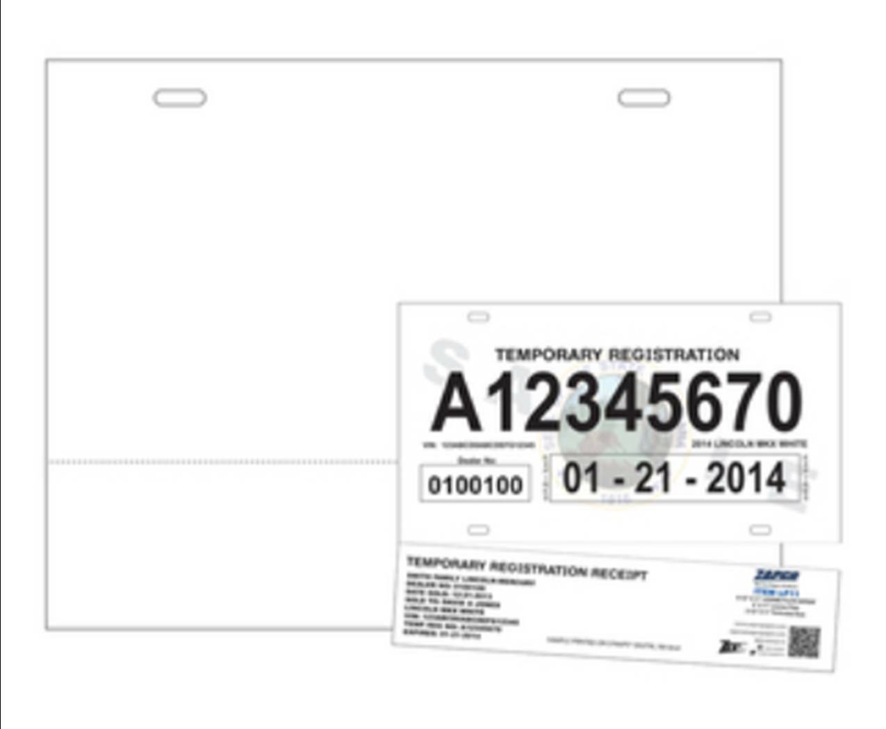 Printable License Plate (Wtrprf), 6″x 11″, 1-UP on 8.5″x 11″ Wh 10-Mil – 25 Shts
