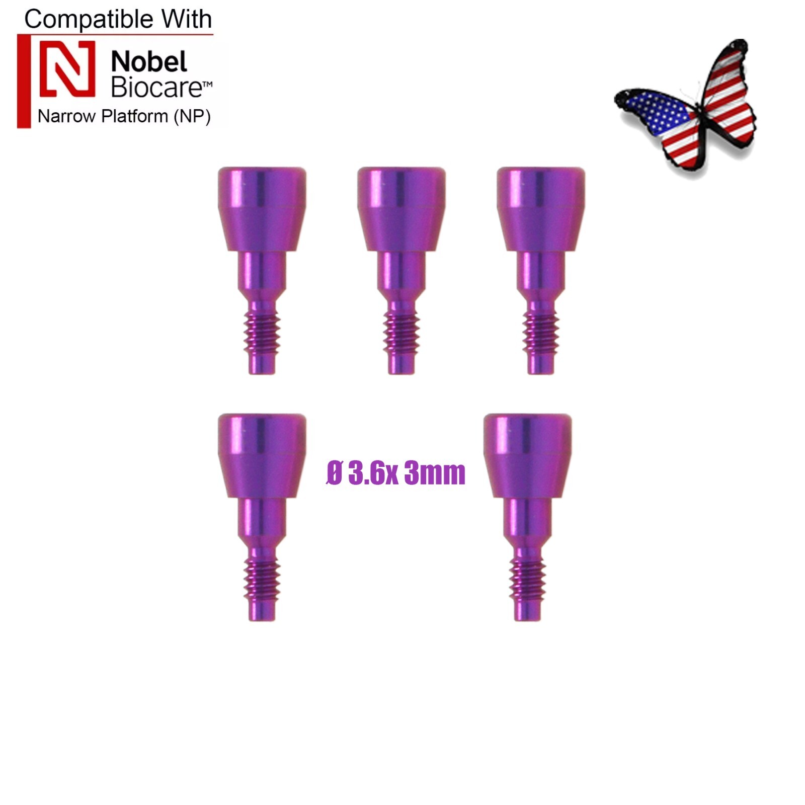 US 5Pcs Dental Healing Cap Abutment RP/NP Compatible Nobel Active ∅3.6 ∅5.0 ∅6.0