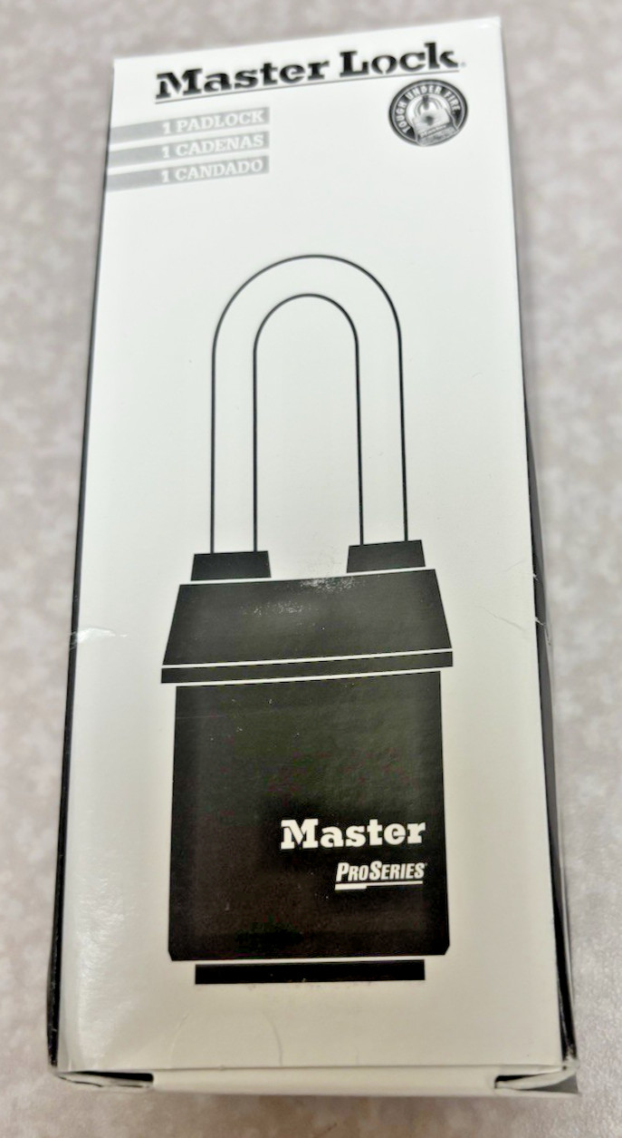 Master Lock 6421Ljwo Padlock, Coreless, Long Shackle, Rectangular Steel Body,
