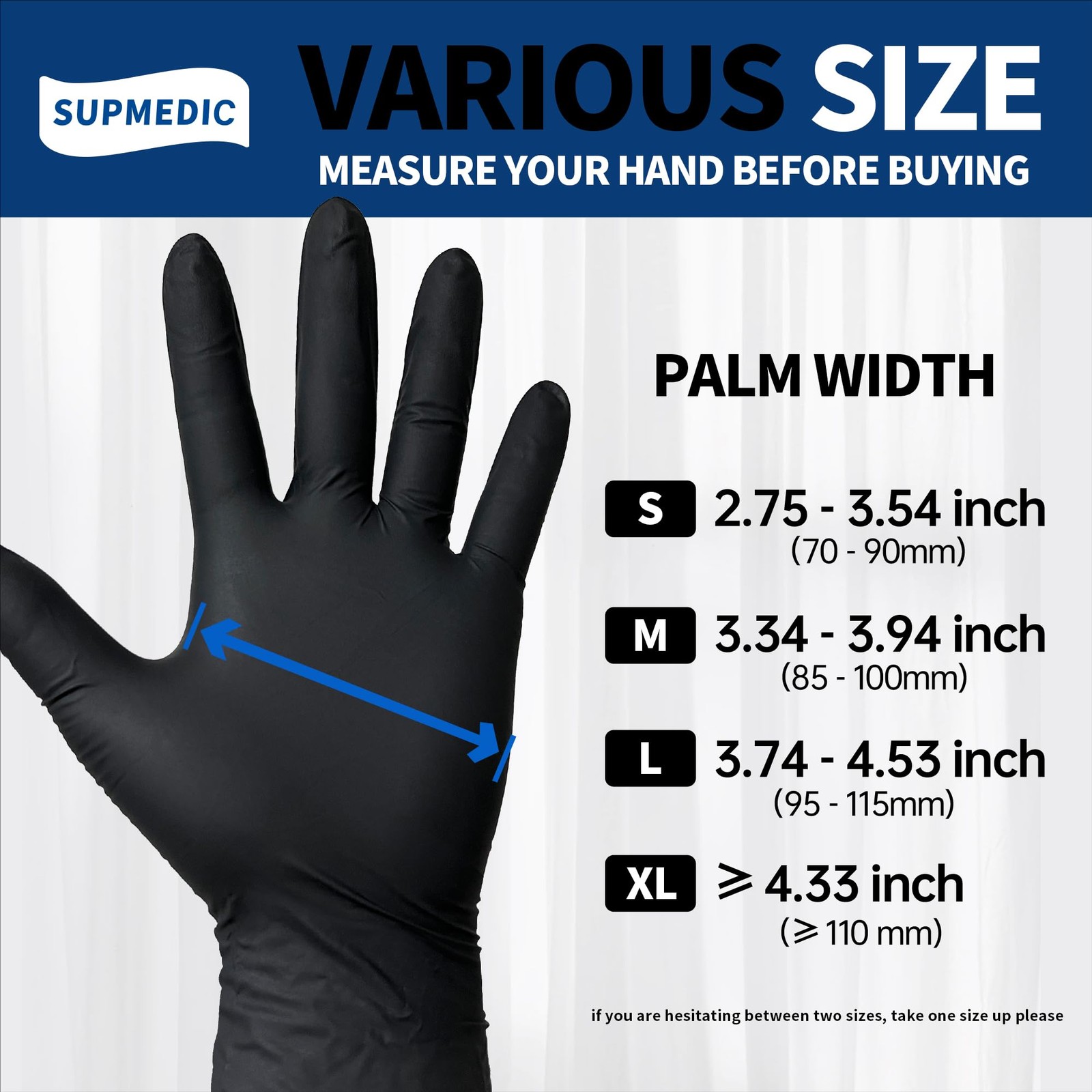 Supmedic Disposable Nitrile Gloves, Chemical X-Large, X-large (Black)