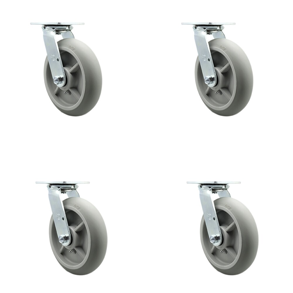 Lavex Lodging Housekeeping Cart Caster Set – 4 Swivel with Bolt-On Swivel Locks