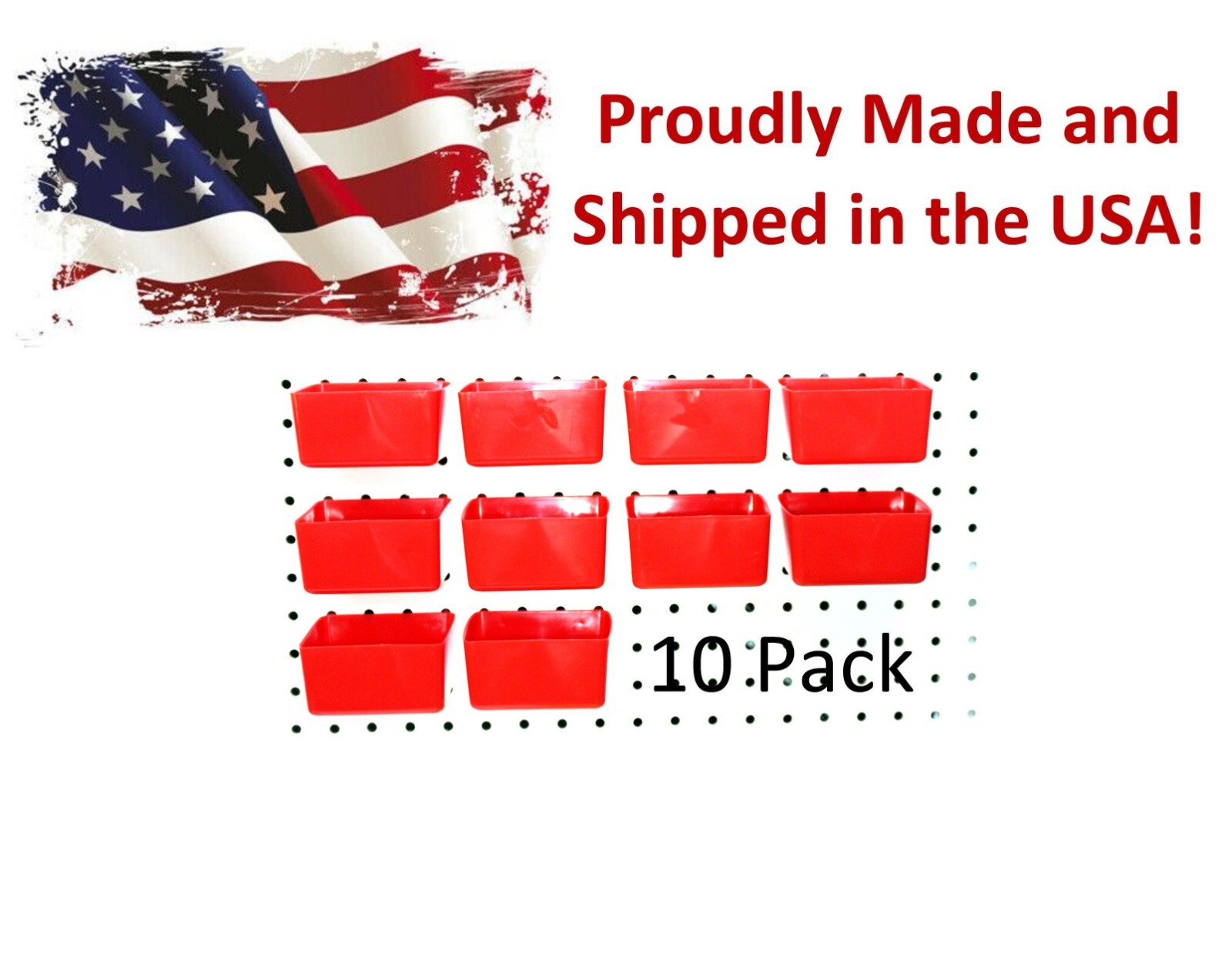 Small Plastic Red Pegboard Storage/Part Bins – 10 Pack, JSP Brand