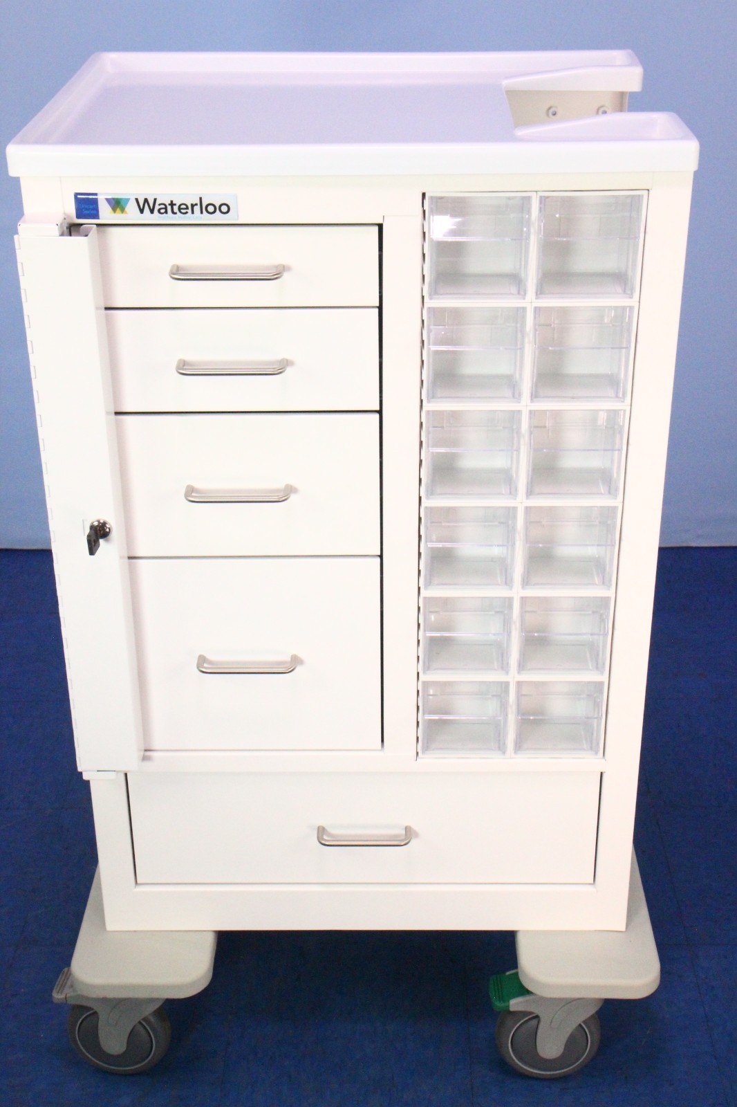 Waterloo Tall Phlebotomy Medical Crash Supplies Cart with Dual Lock Option! NEW!