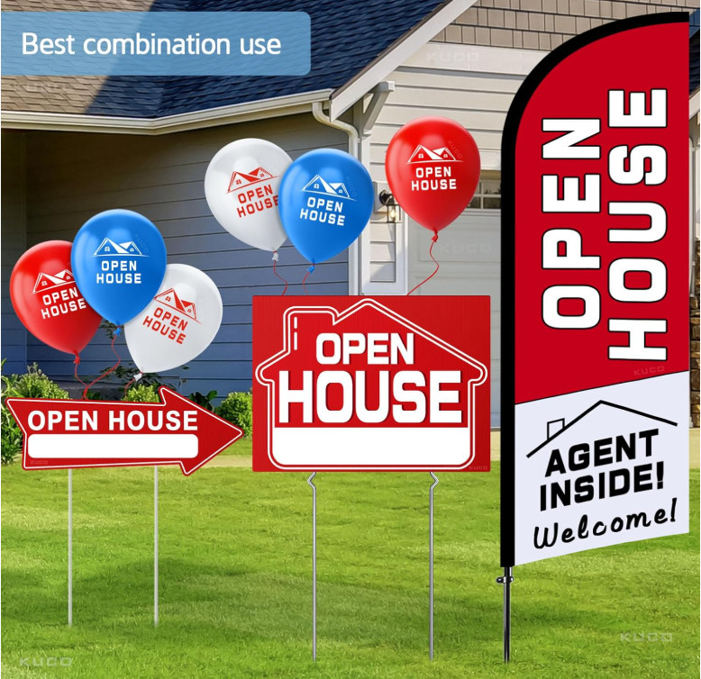 Open House Signs Kit (45 Pcs), 1 Pack Open House Flag, 9 Pack Open House Sign…