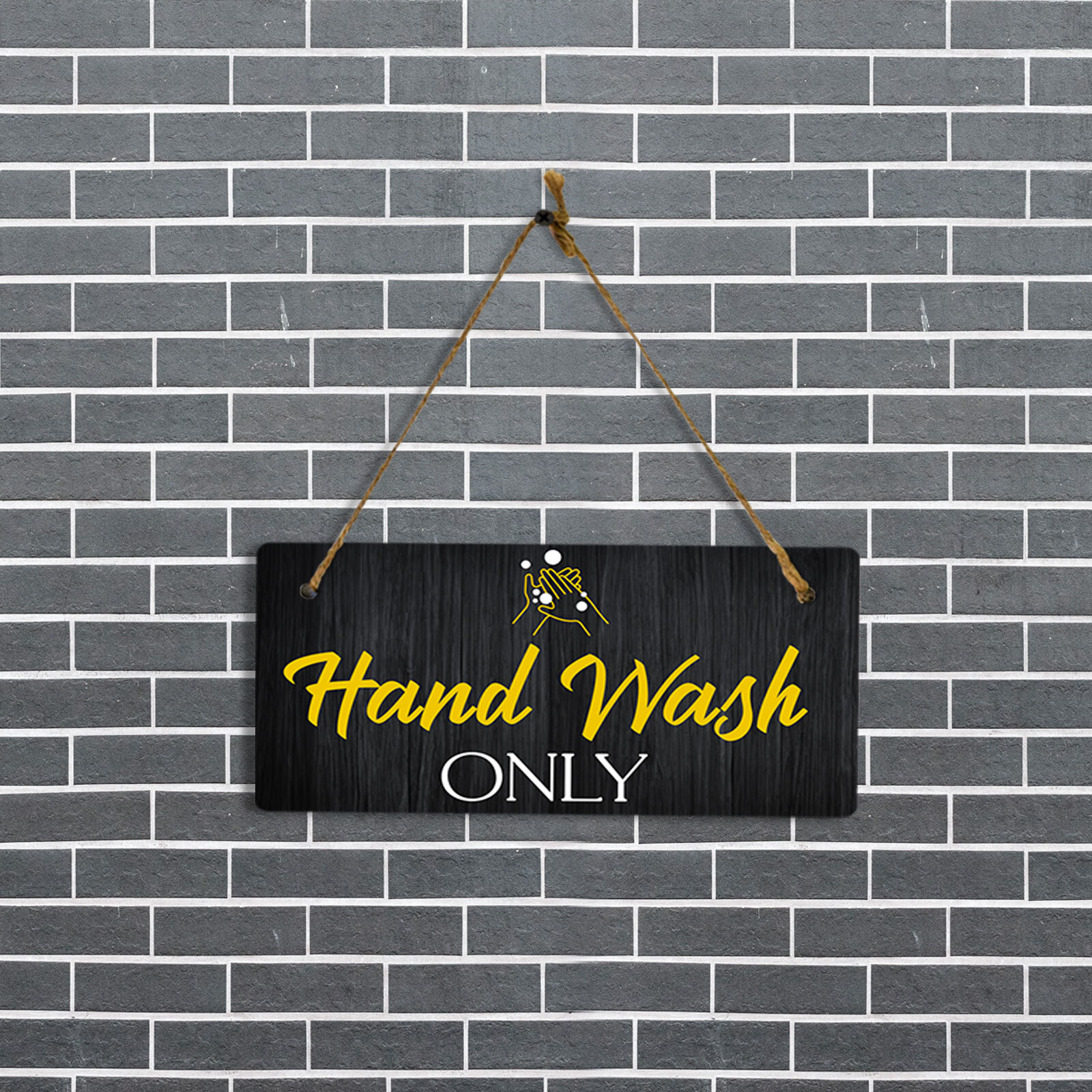 Hand Wash Only 5×10 Hanging Plus Wall or Door Sign | Restrooms Décor