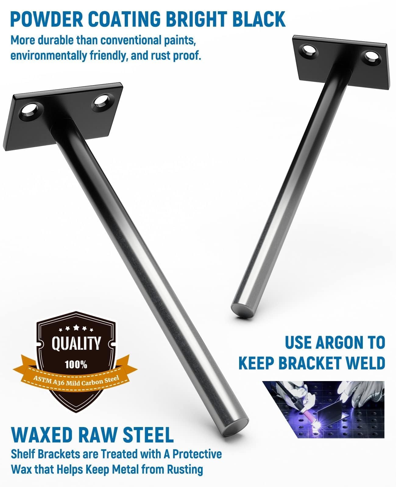 LEOPO 12-Pack 6 inch Floating Shelf Brackets, Hidden 6 Inch, Black