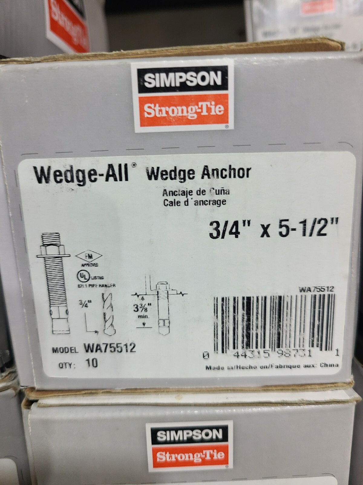 SIMPSON STRONG-TIE Wedge Anchors RedHead ~ BRAND NEW ~ FREE SHIPPING
