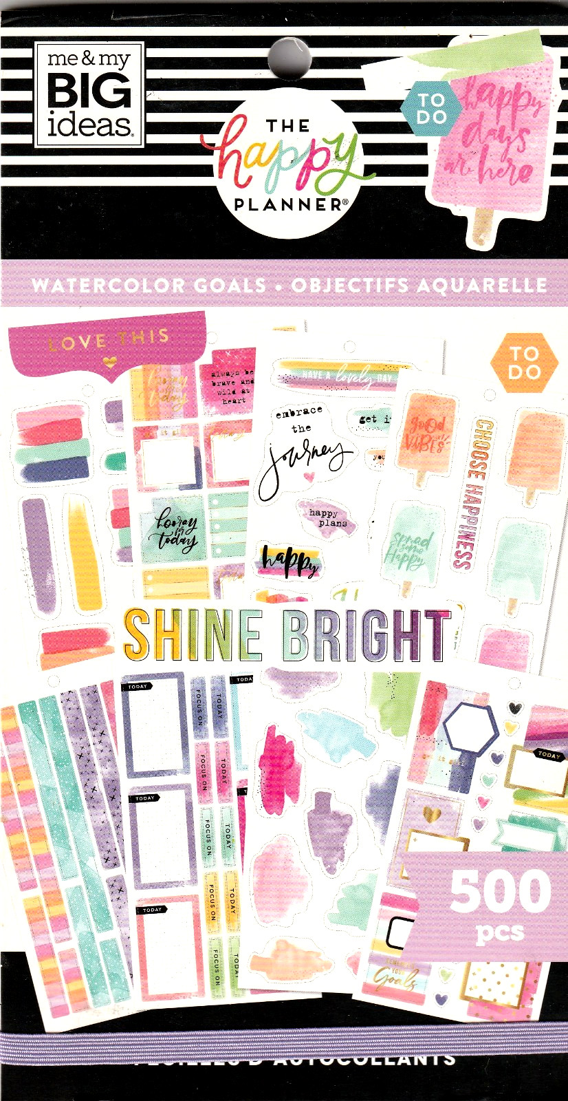 Happy Planner WATERCOLOR GOALS 500 Pieces BRAND NEW 30 Pages of Stickers