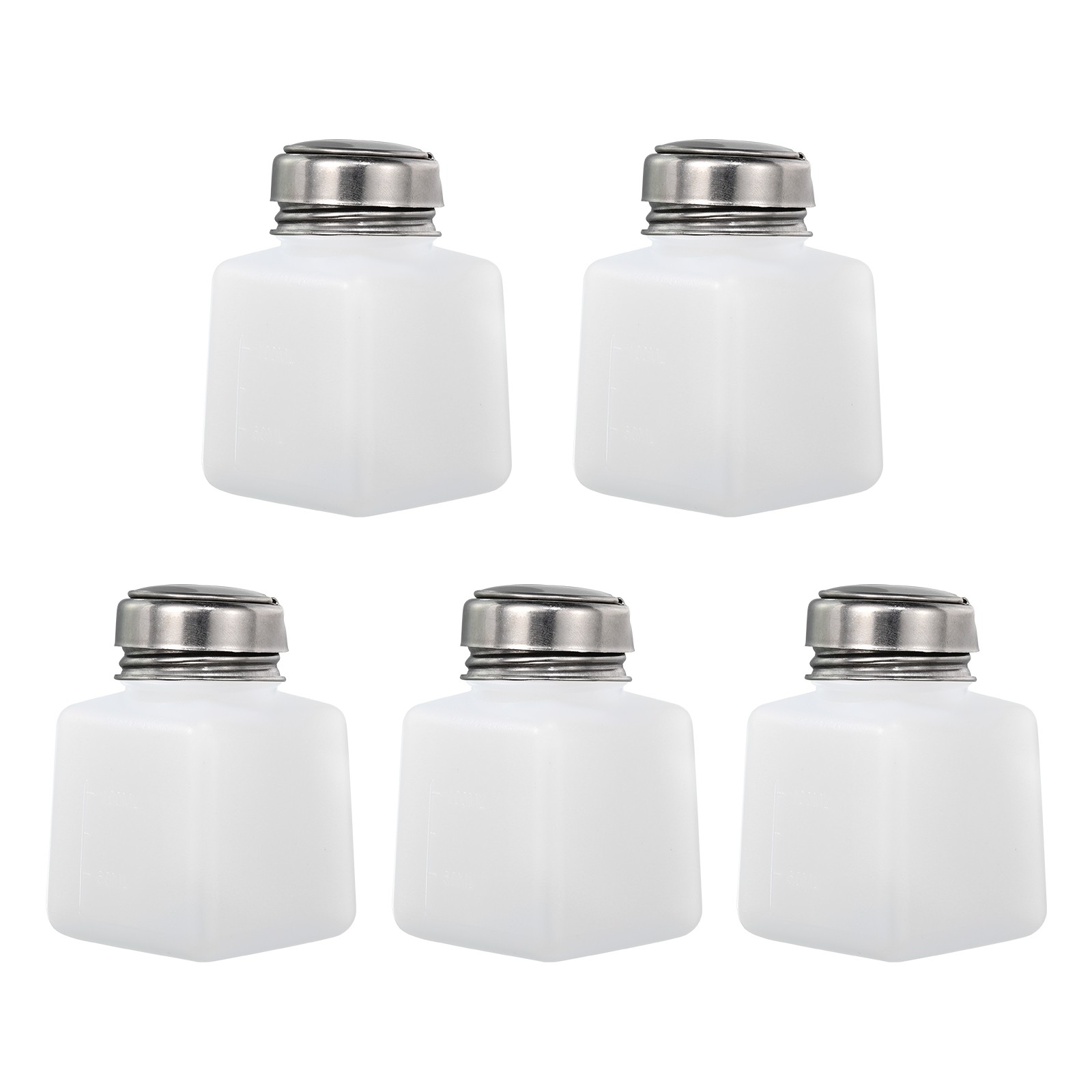 5Pack 3.4 Oz/100ml Alcohol Push Down Pump Dispenser Bottle Press White