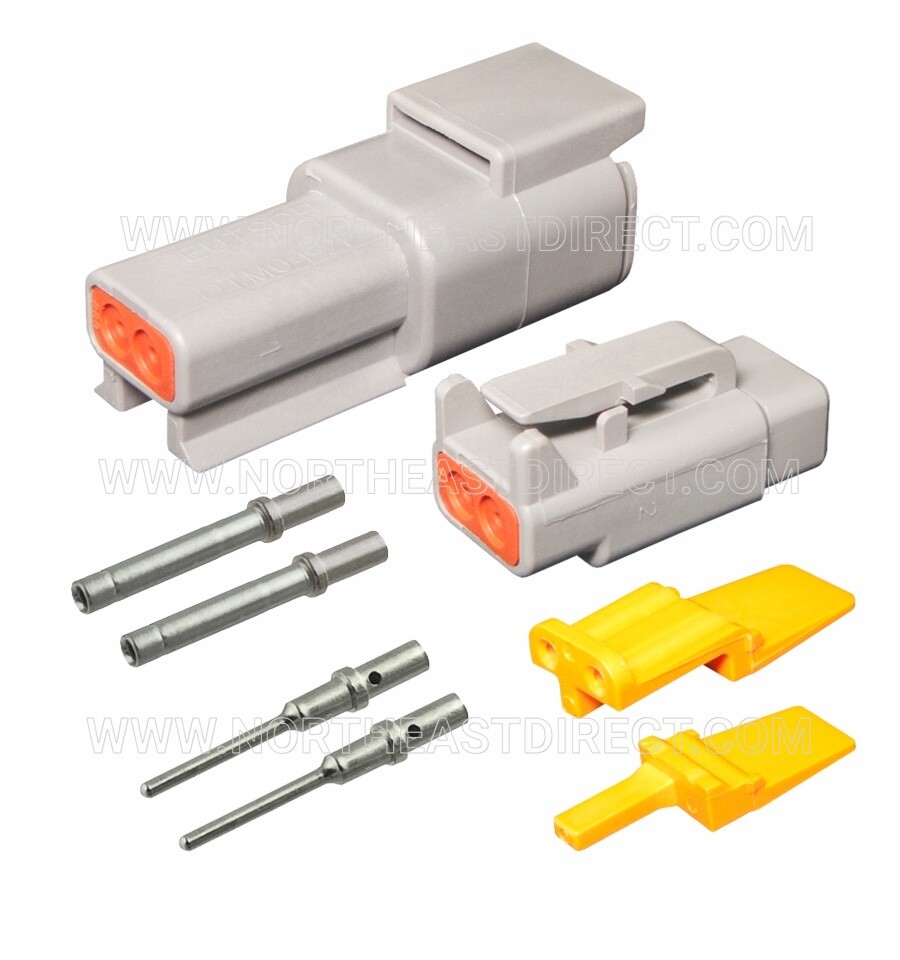 2 PIN DEUTSCH DTM DTM04-2P DTM06-2S WATERPROOF CONNECTOR KIT – SOLID CONTACTS