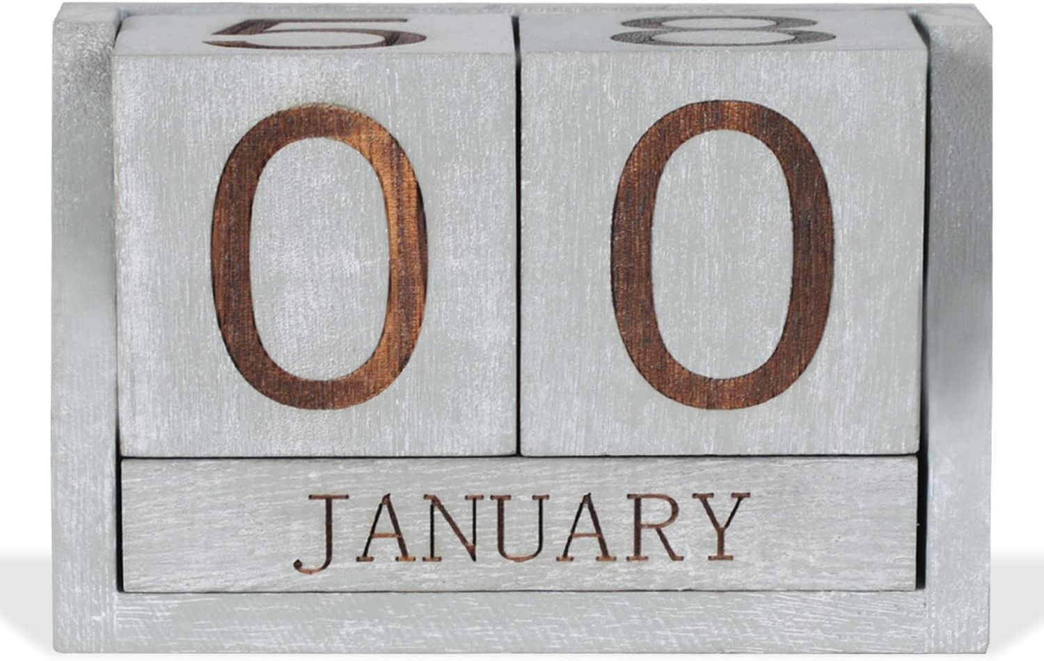 Wooden Desk Calendar,Desk Calendar Blocks for Rustic Vintage Grey