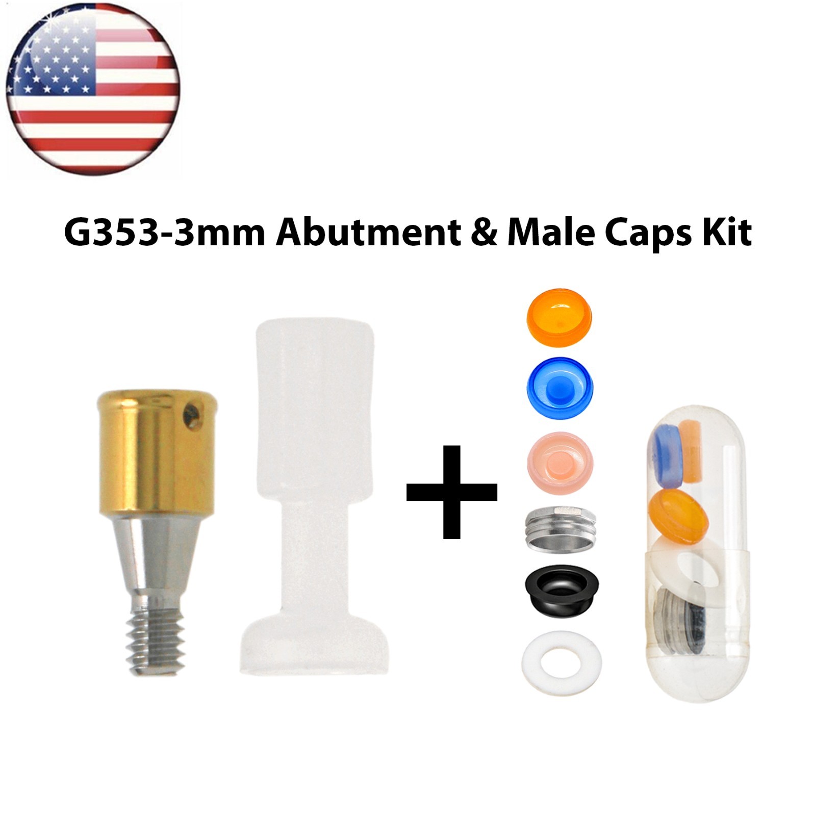 US Dental Mini Overdenture Locator Abutment & Male Caps Fits Hiossen Osstem ET