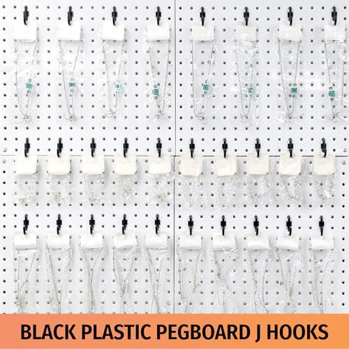 HUHOLE Pegboard Plastic Hooks 100pc – Black Peg Board Hooks for Hanging Jewelry,