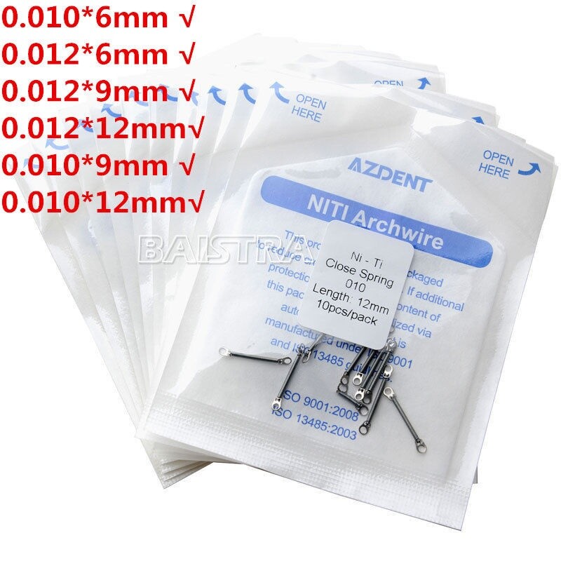 Dental Orthodontic Close Coil Springs NITI Wires 0.010/0.012 6/9/12mm AZDENT