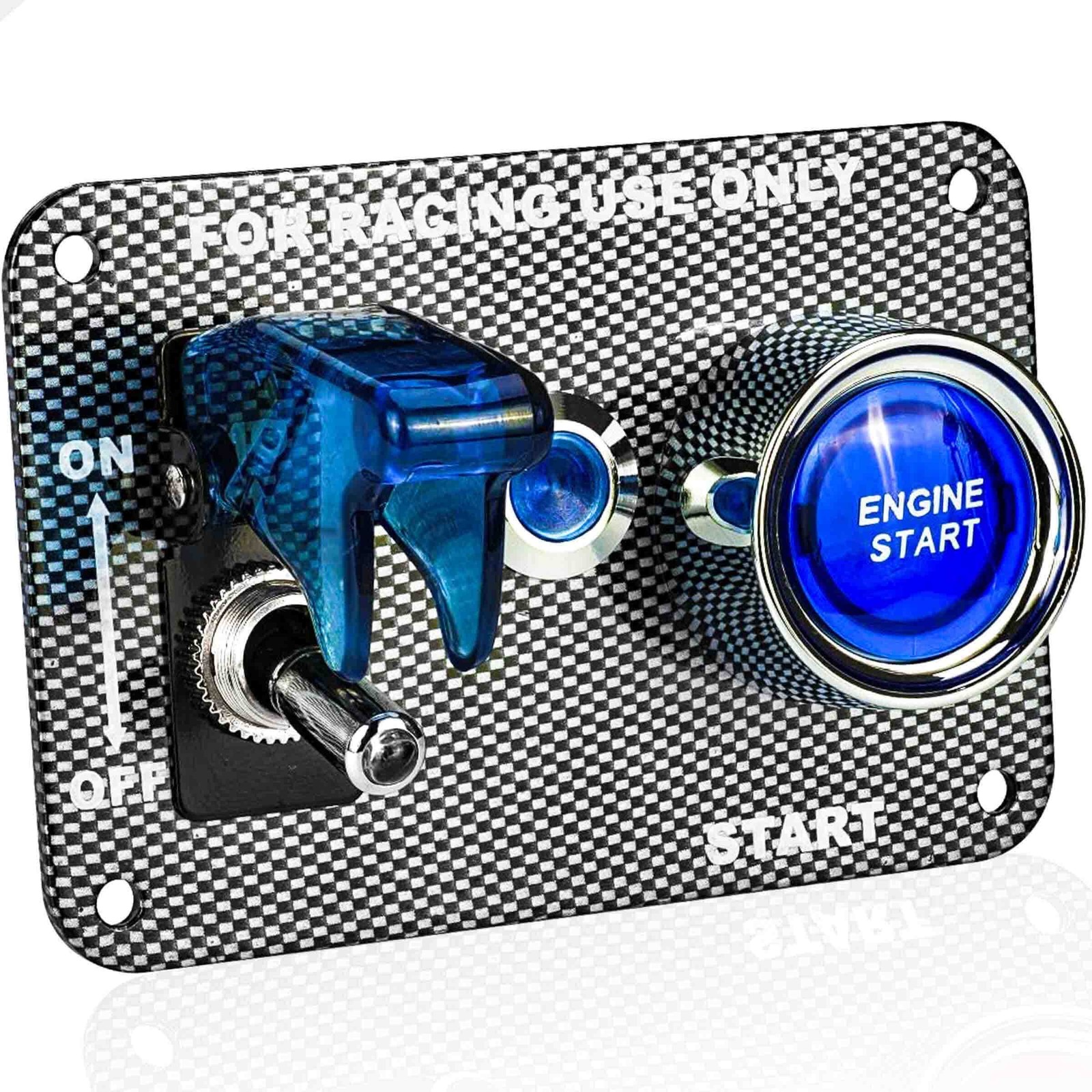 DC 12V Racing Car Ignition Switch Panel Rocking Engine Start Push Button Blue