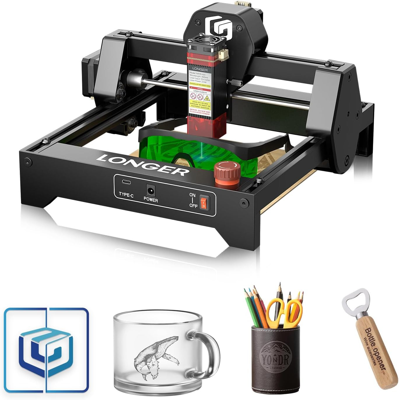 RAY5 Mini Laser Engraver, 5500mW High-Speed for Wood, Metal & More