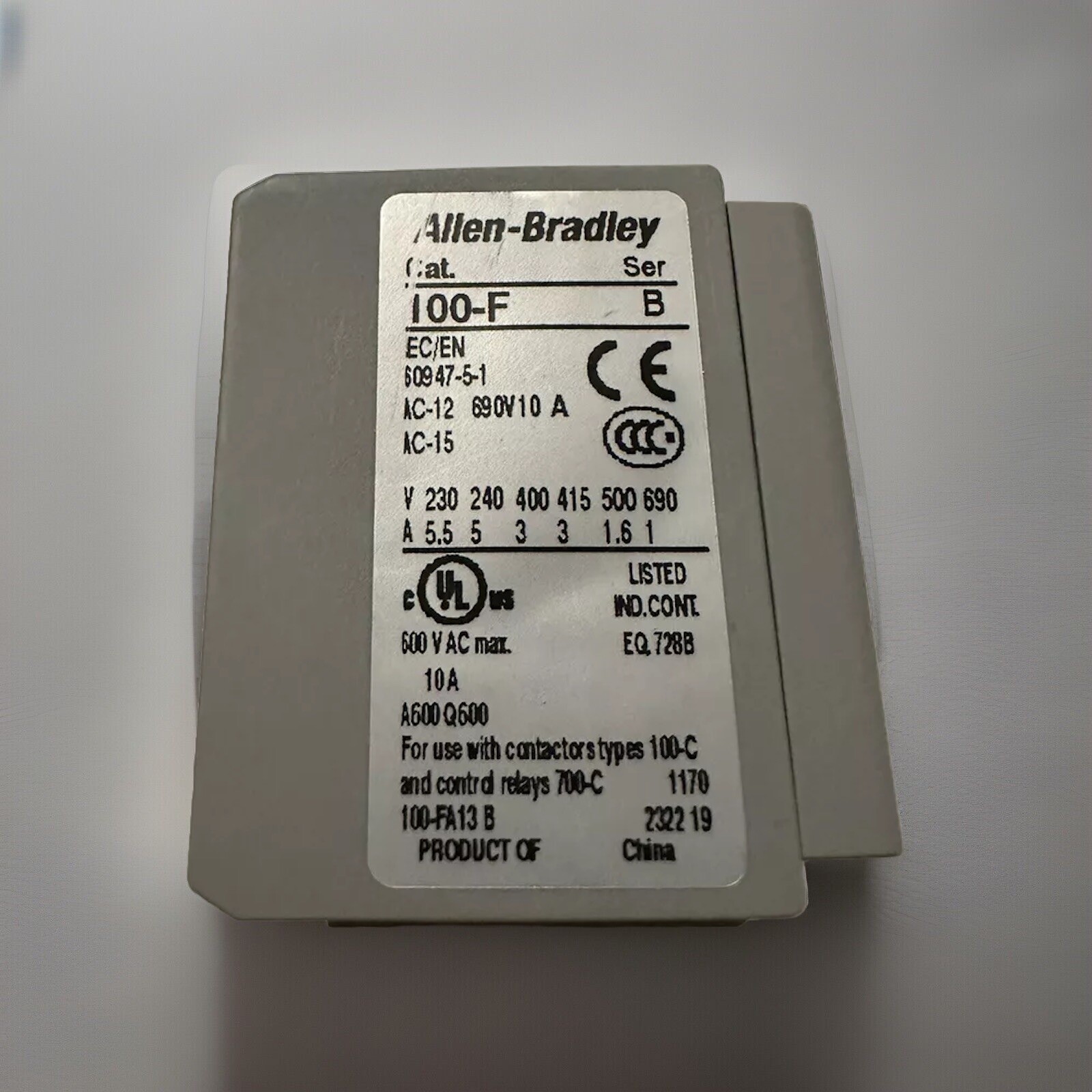Allen Bradley 100F-A13 Auxiliary Contact 100FA13 10 AMPS SCREW BRAND NEW