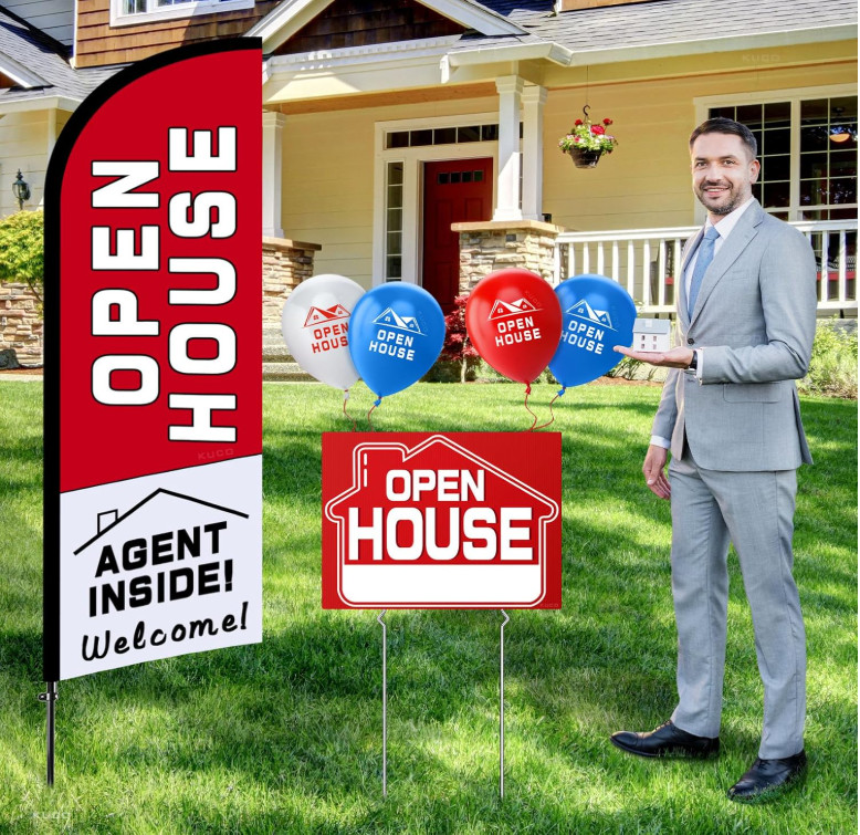Open House Signs Kit (45 Pcs), 1 Pack Open House Flag, 9 Pack Open House Sign…