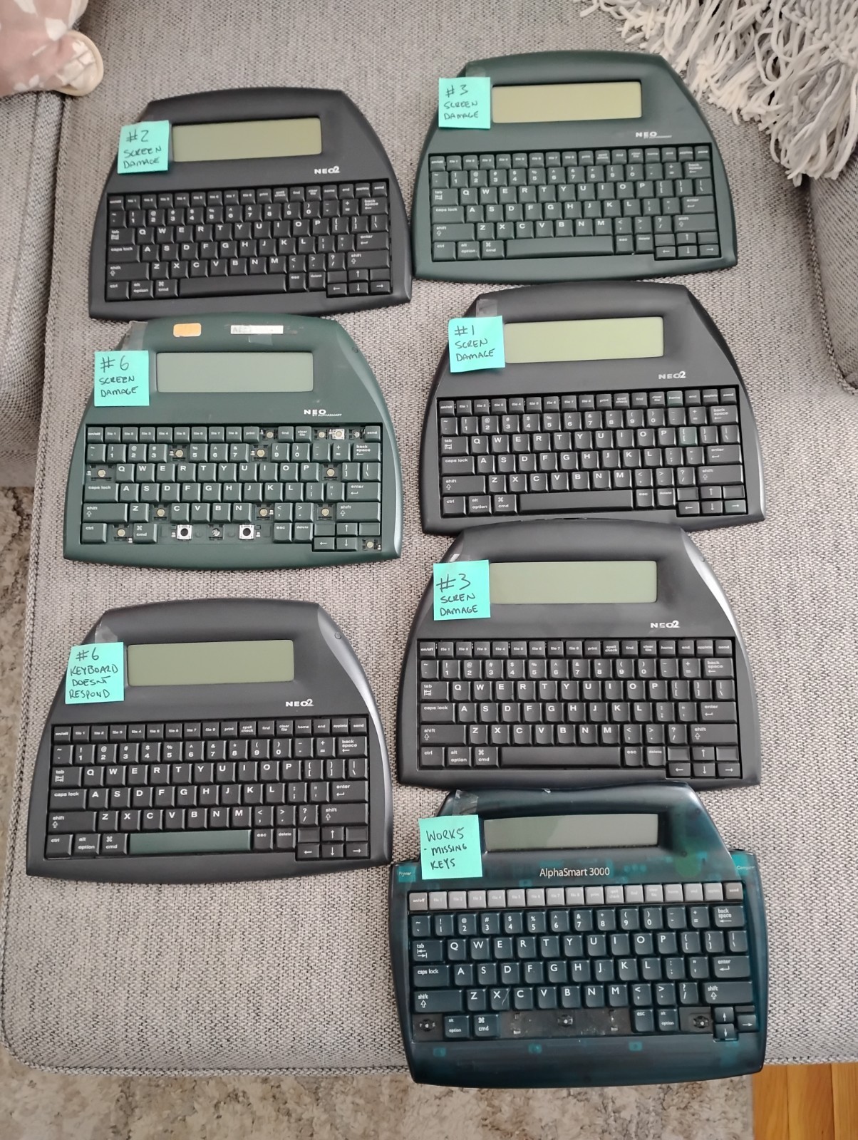 LOT OF 7 Alphasmart Neo Neo2 3000 Word Processor Portable Typewriter FOR PARTS