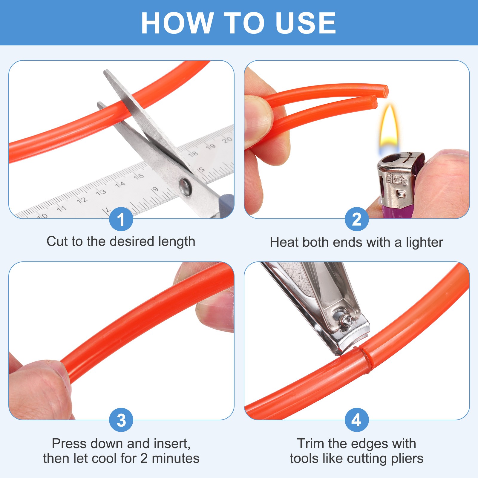 PU Transmission Belt, 4mm Dia 10ft (3 Meters) Length (Smooth Surface, Orange)