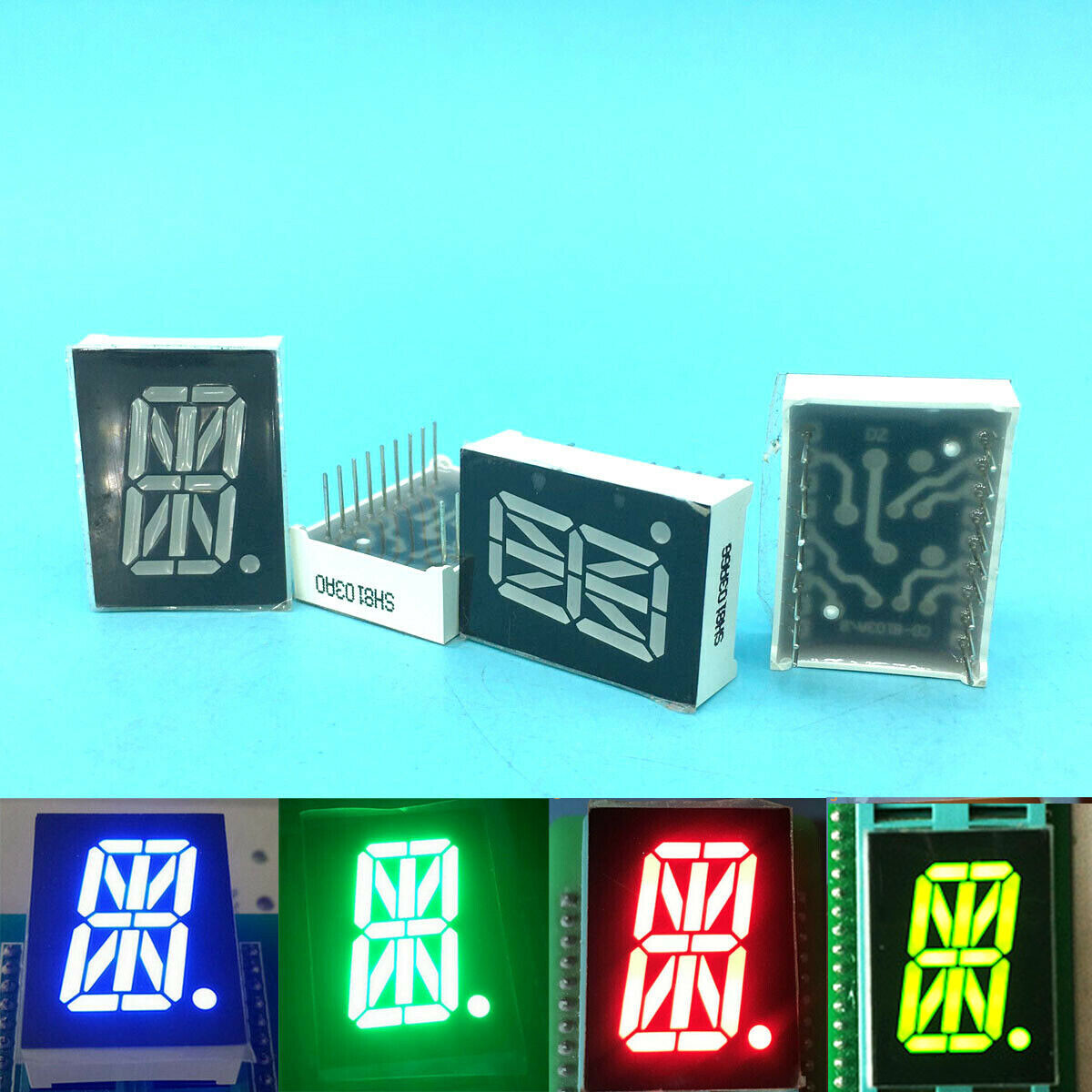 Red/orange/green/blue LED Display Common Anode 0.8″ 27.7x20mm 16 Segment 18 pin