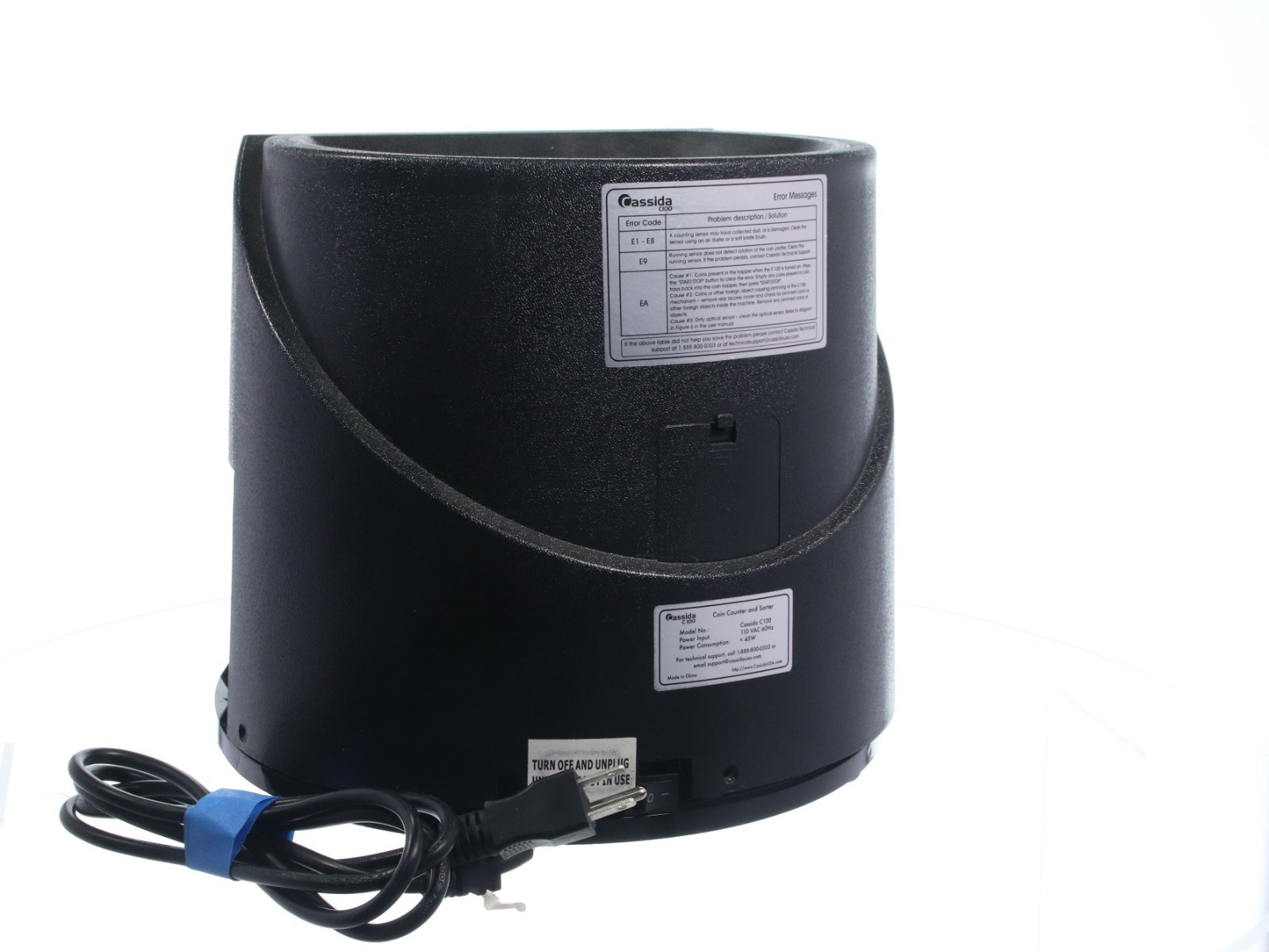 Cassida C100 Digital Coin Counter & Sorter Machine 110V Black – Untested