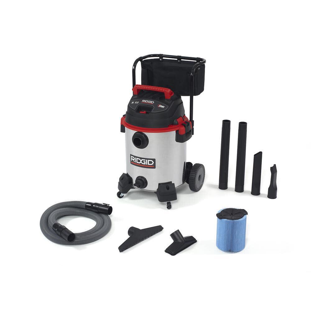 Ridgid 16 Gallon Stainless Steel Wet/dry Vac With Cart