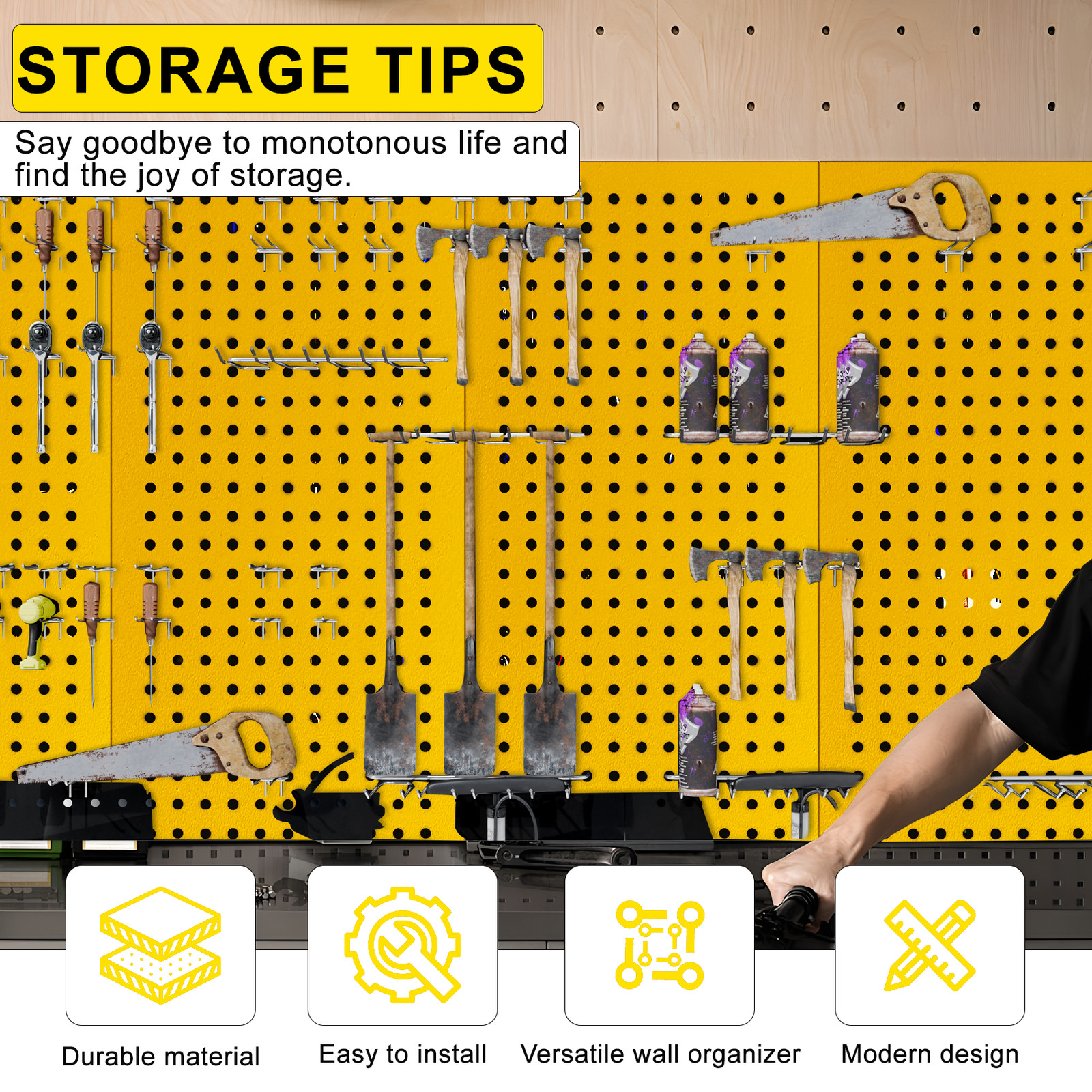 4 Pack 24″ x 12″ Metal Pegboard Panels Wall Organizer for Garage Tool Heavy Duty