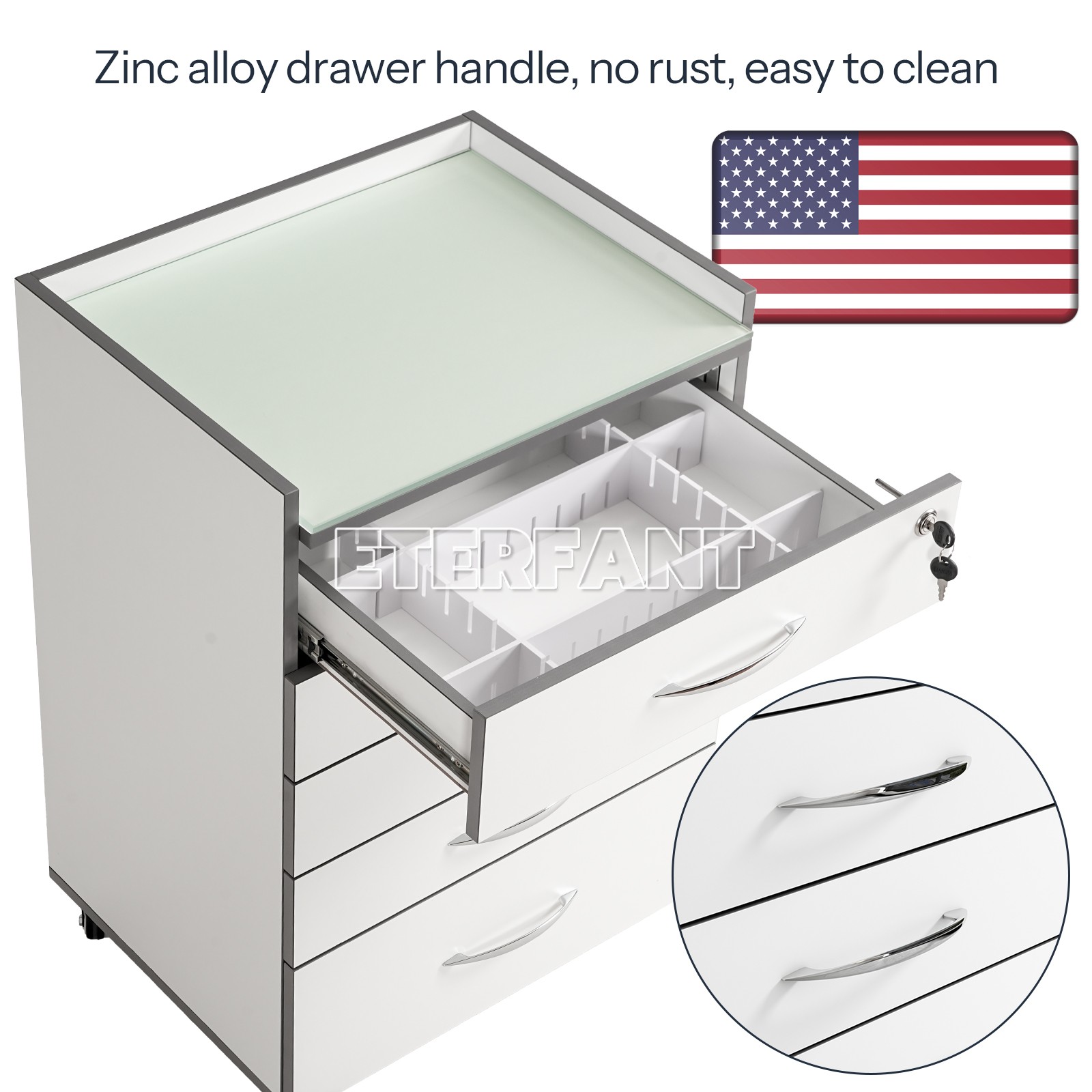 Dental 3 Layer Medical Cart Trolley Tool/5 Drawers Rolling Storage Cart+Socket