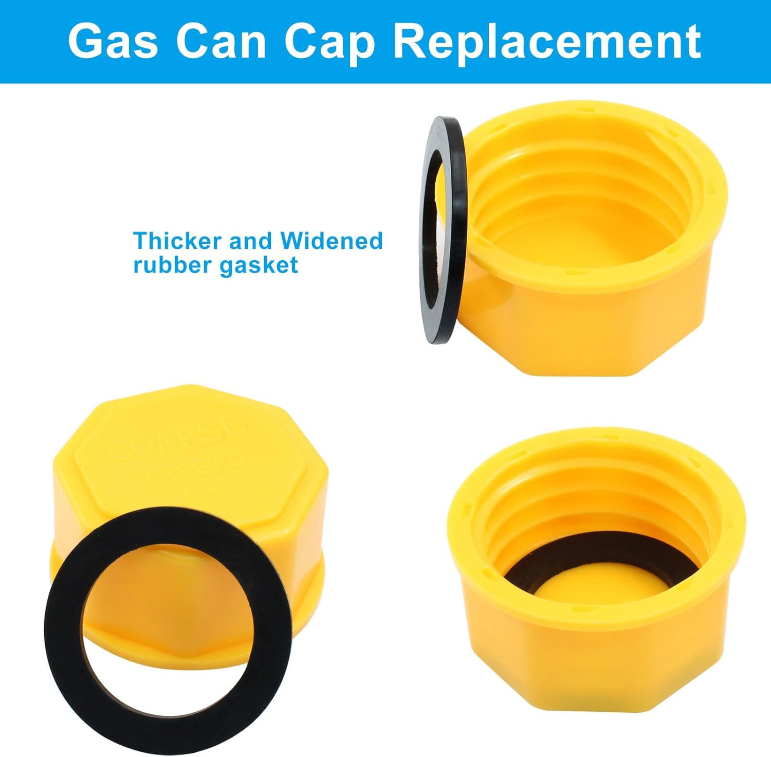 5 Gallon Gas Can Cap Replacement, 6 Pcs Coarse Thread Plastic Caps, Universal Fi