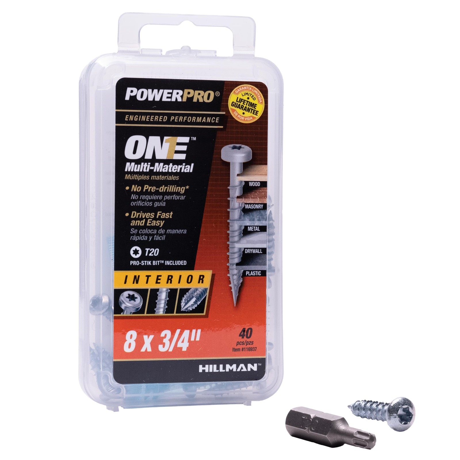 Premium One Multi-Material Pan Head Screws, Zinc Plated Steel, Fasten in Wood…
