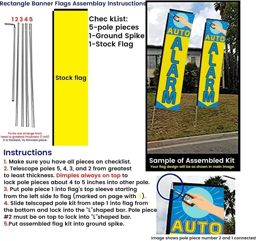 Auto Alarm Advertising Rectangle Feather Banner Swooper Flag Sign with Flag…