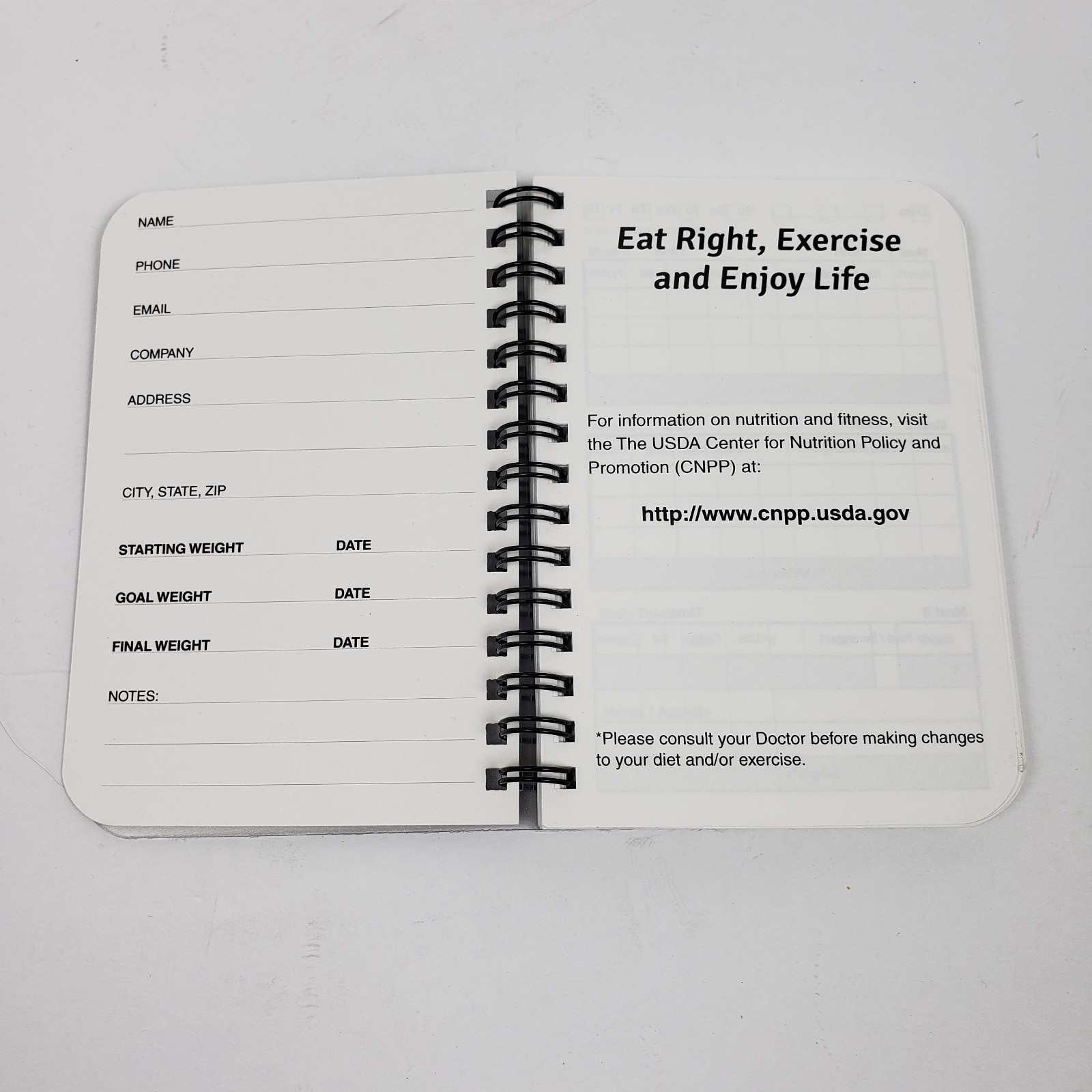 Book Factory 5.25×3.5 Inch Small Spiral Bound Food Journal